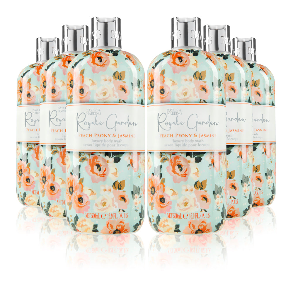 Set of 6 Royale Garden Peach Peony & Jasmine Body Wash- 500ml
