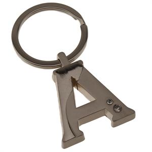 Two Tone Initial Key Chain with Jewels