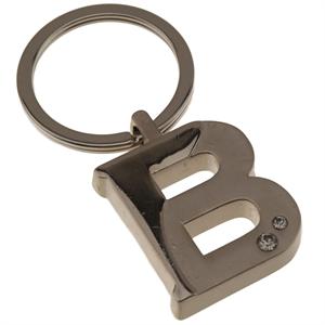 Two Tone Initial Key Chain with Jewels