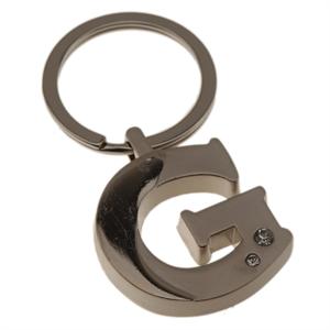 Two Tone Initial Key Chain with Jewels