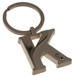 Two Tone Initial Key Chain with Jewels