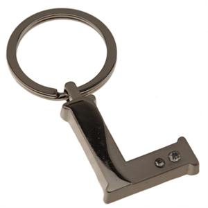 Two Tone Initial Key Chain with Jewels