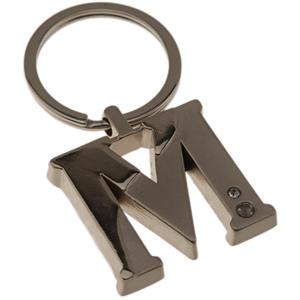 Two Tone Initial Key Chain with Jewels