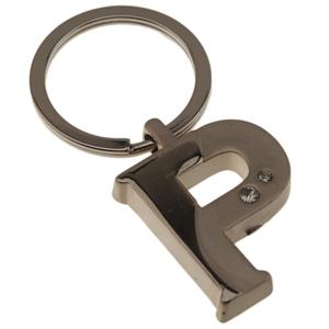 Two Tone Initial Key Chain with Jewels