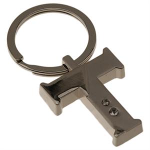 Two Tone Initial Key Chain with Jewels