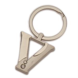 Two Tone Initial Key Chain with Jewels