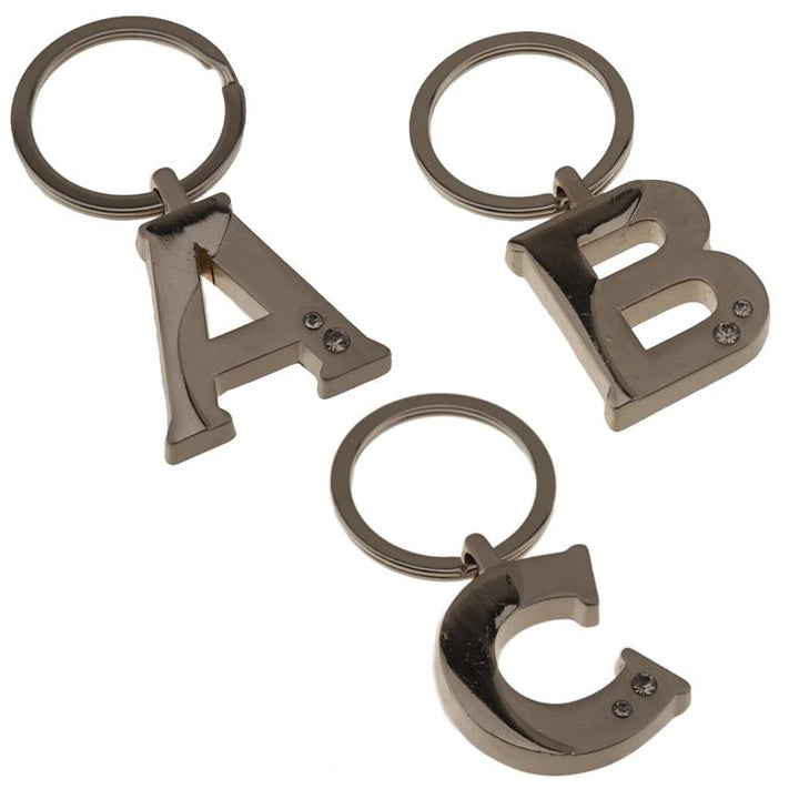 Two Tone Initial Key Chain with Jewels