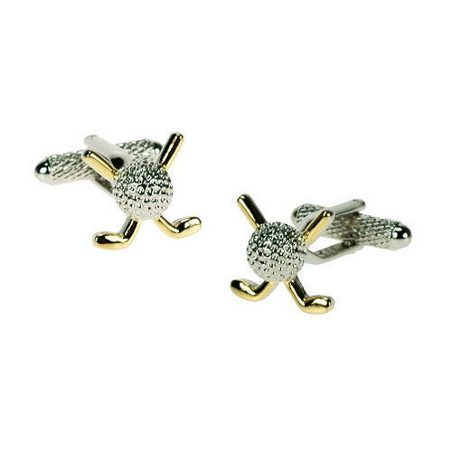 Onyx Art Silver Ball & Golf Club Cufflinks