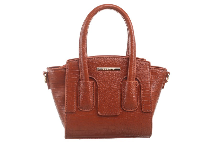 Croc Skin Tan Genuine Leather Hand Bag