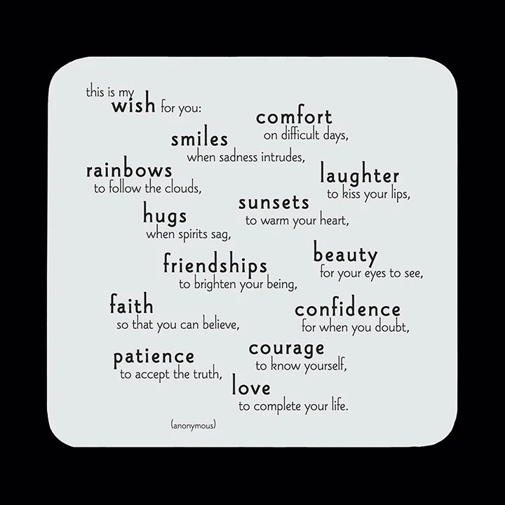 Quotable White Ceramic Drink Coaster- Wish For You