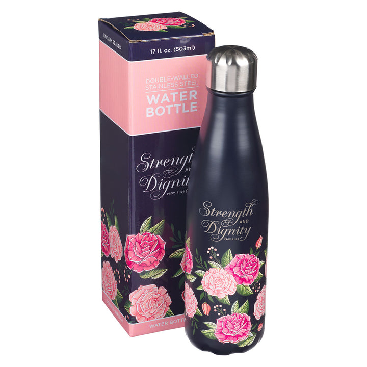 CAG Strength & Dignity Pink Rose Stainless Steel Travel Bottle