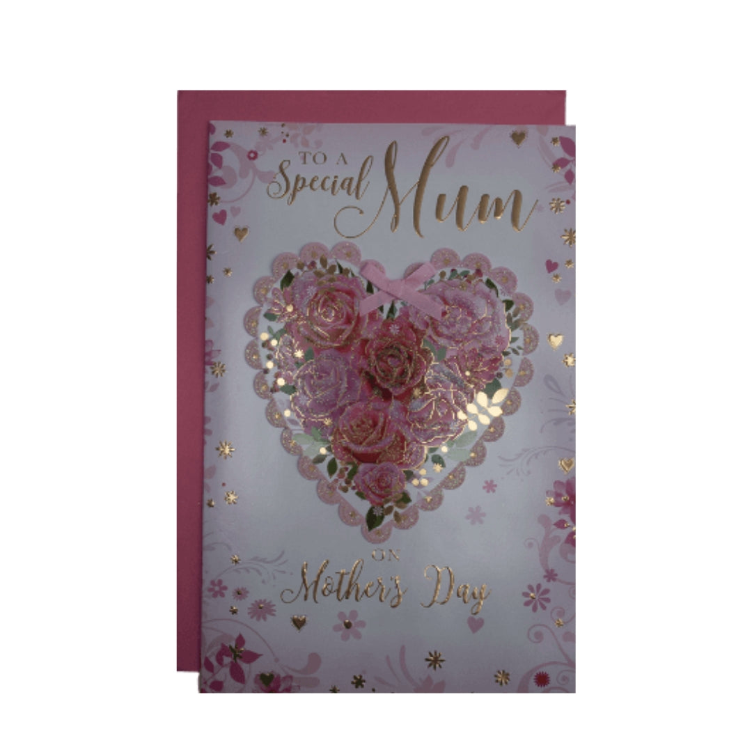 Flowery Heart Designed Mum Mother's Day Greeting Card