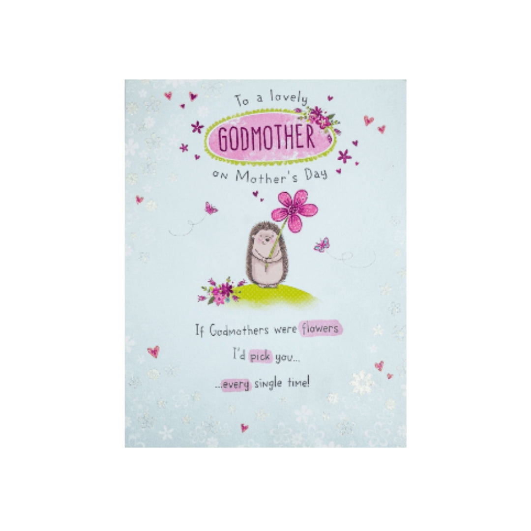 Hedgehog Heartfelt Mother's Day Greeting Card for Godmother
