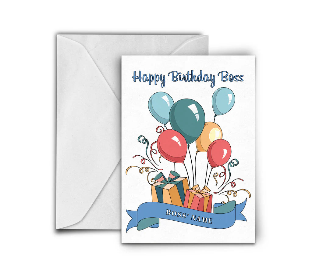 Balloon Themed Boss Birthday Greeting Card