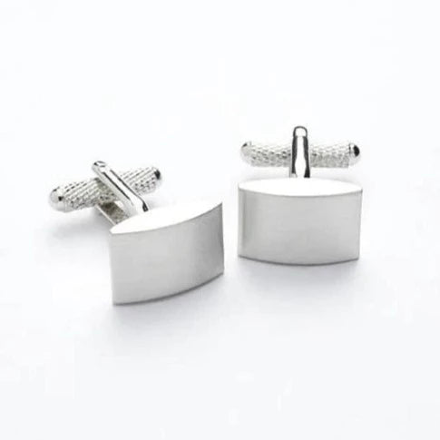 Onyx Art Silver Brush Convex Cufflinks