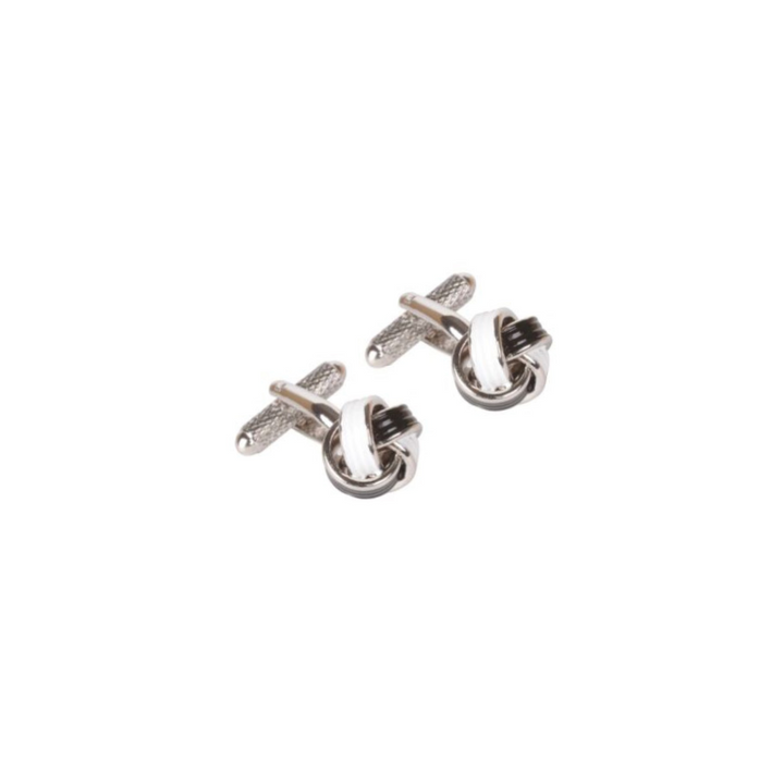 Onyx Art Rhodium Black & White Knot Cufflinks