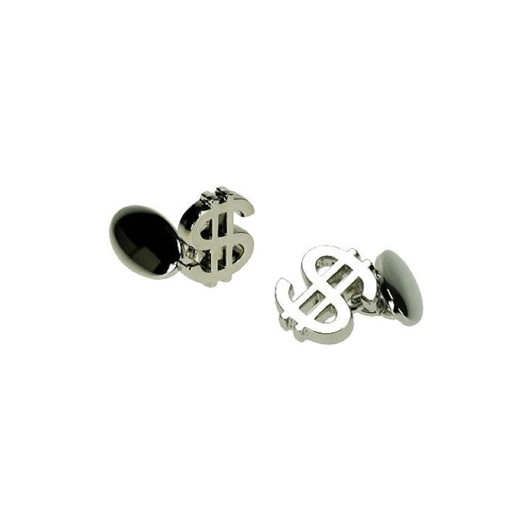Onyx Art Silver Dollar Symbol Cufflinks