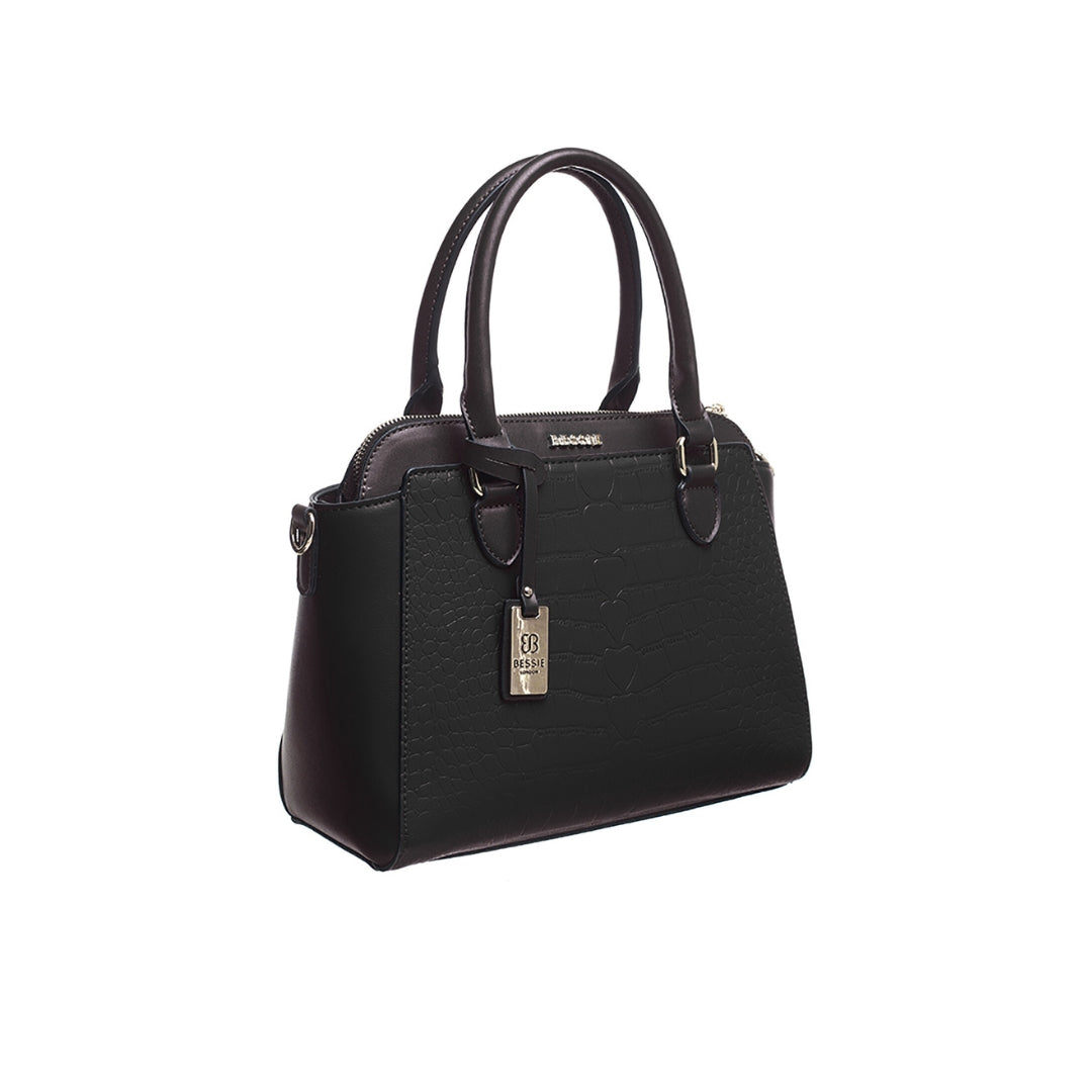 Black Croc-Embossed Handbag