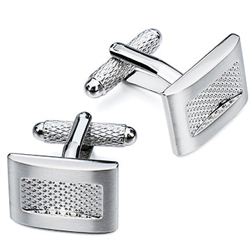 Onyx Art Rhodium Brushed Cufflinks