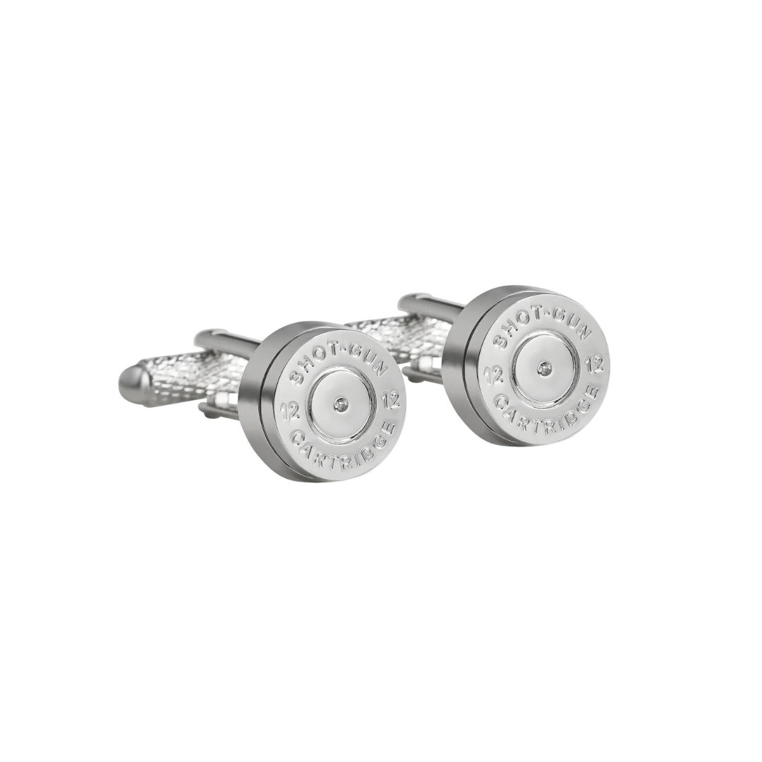 Onyx Art Silver Shotgun Cartridge Cufflinks