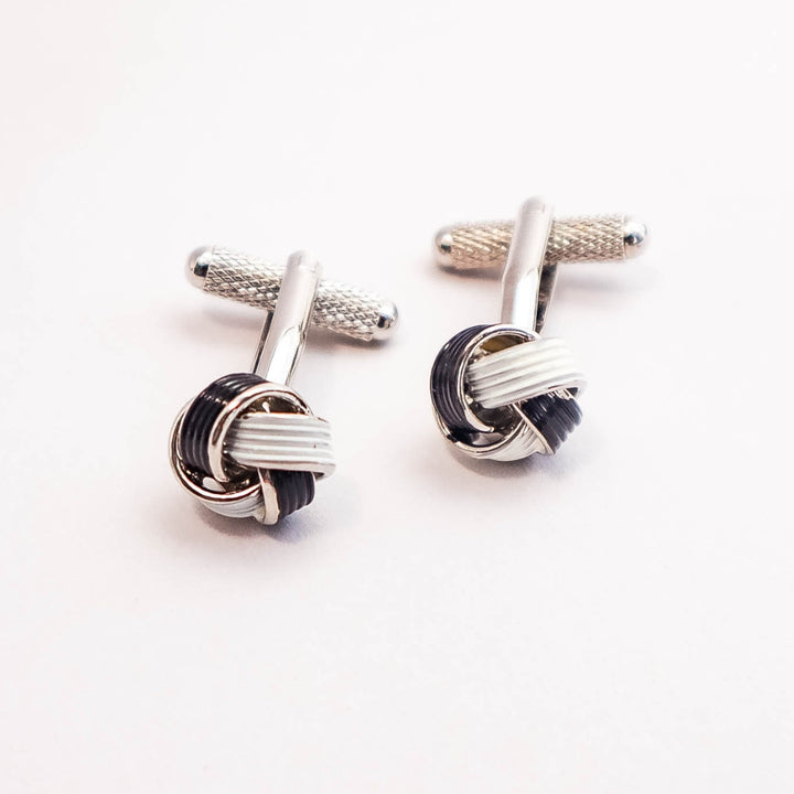 Onyx Art Rhodium Black & White Knot Cufflinks