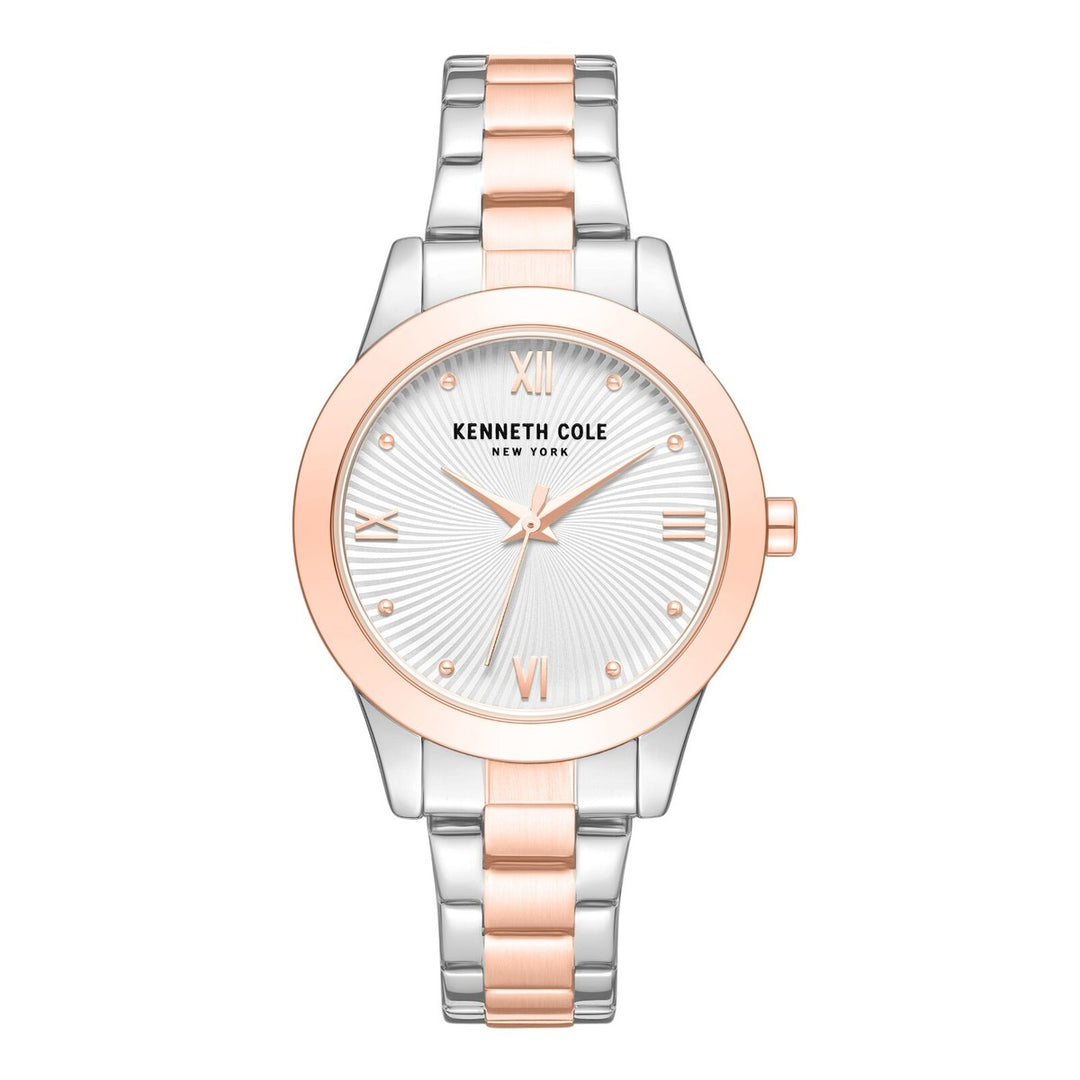 Kenneth Cole Quartz Two Tone Silver and Rose Gold Stainless Steel Female Wrist Watch