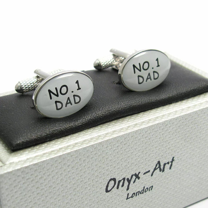 Onyx Silver Alloy No. 1 Dad Cufflinks