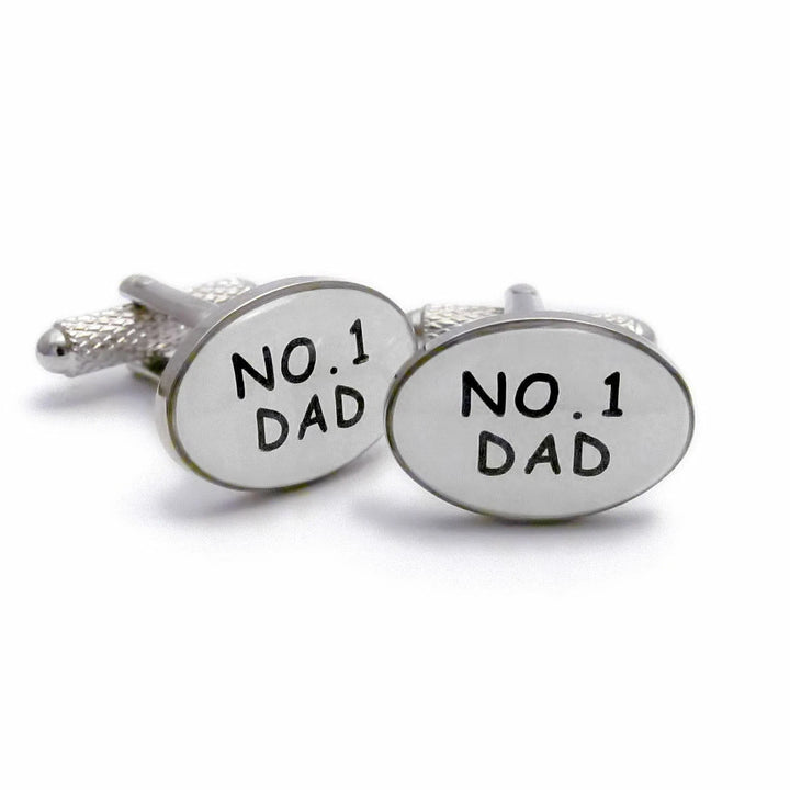 Onyx Silver Alloy No. 1 Dad Cufflinks