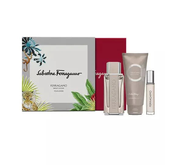 Salvatore Ferragamo Bright Leather EDT 100ml 3Pc Male Gift Set