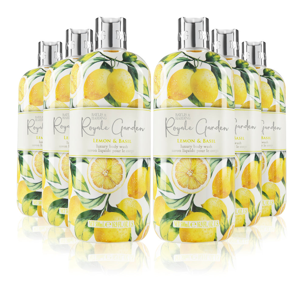 Set of 6 Royale Garden Lemon & Basil Body Wash- 500ml