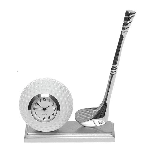 Silver Golfing Desk Clock 11cm x 7cm
