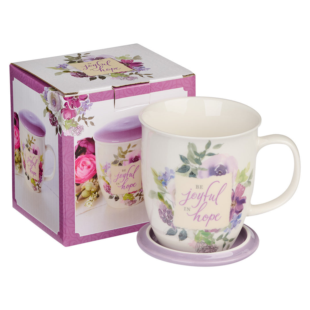 CAG Be Joyful in Hope Lilac Lidded Ceramic Coffee Mug