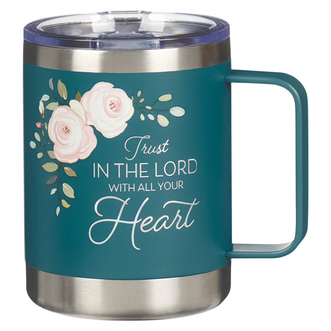 CAG Trust in the Lord Teal Floral Stainless Steel Travel Mug