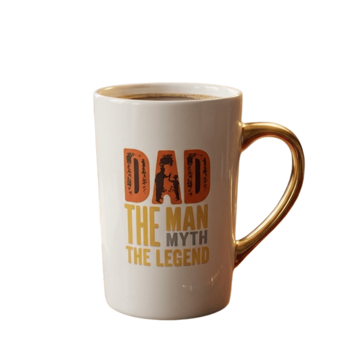 Iconic "The Man, The Myth, The Legend" Gold Handle Mug