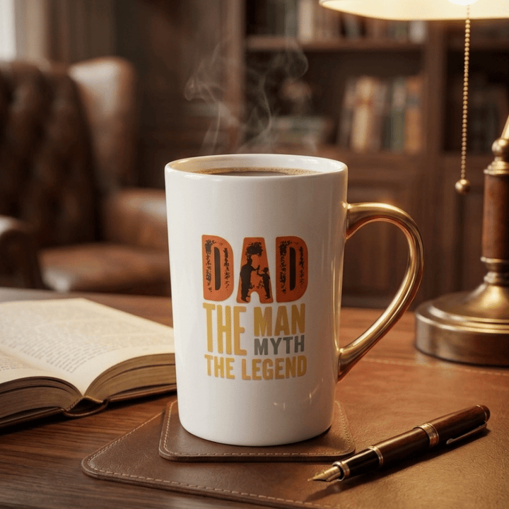 Iconic "The Man, The Myth, The Legend" Gold Handle Mug