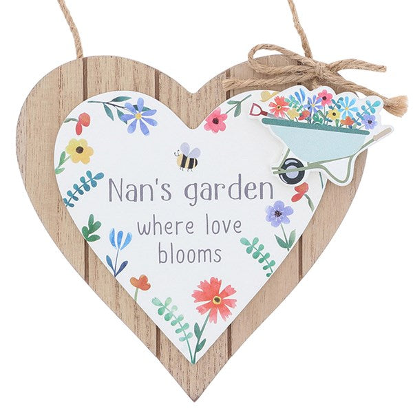 Happy Garden Heart Plaque Nan