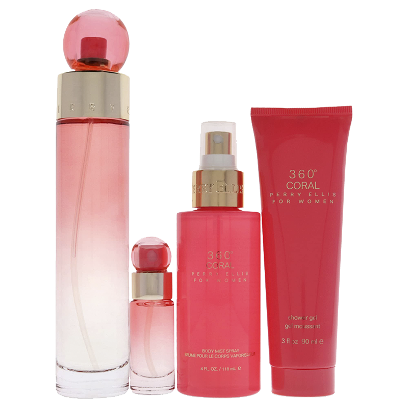 Perry Ellis 360° Coral 4-Piece Fragrance Gift Set for Women
