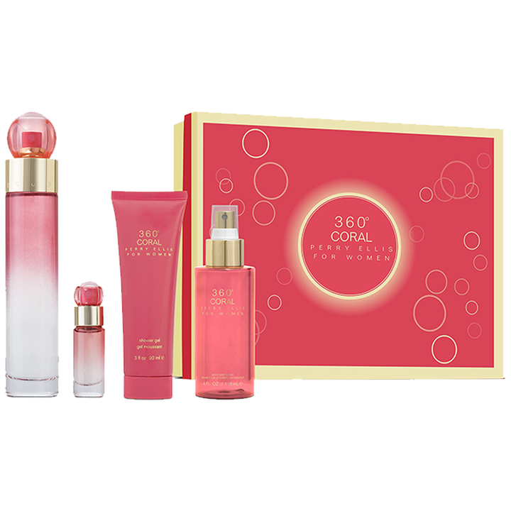 Perry Ellis 360° Coral 4-Piece Fragrance Gift Set for Women