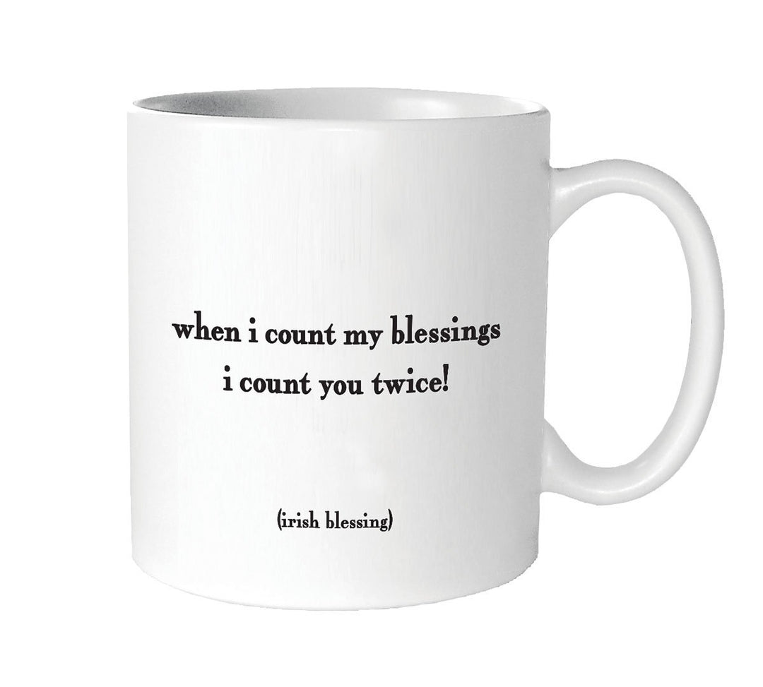 Quotable White Ceramic Mug- When I Count My Blessings