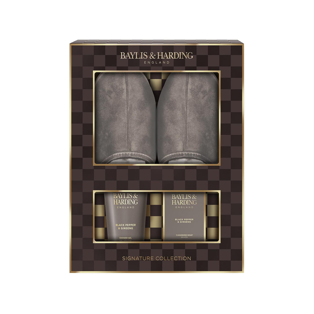 Baylis & Harding Black Pepper & Ginseng Men's Luxury Slipper Gift Set