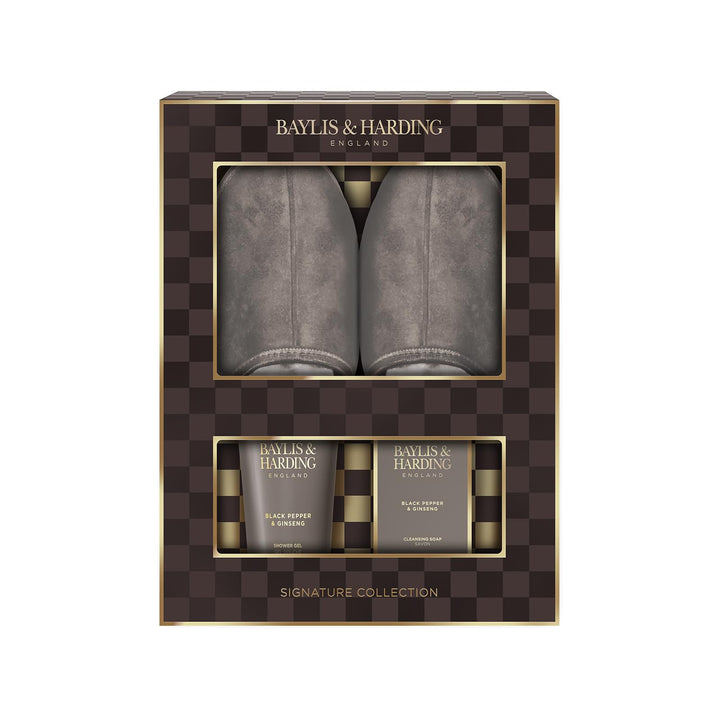 Baylis & Harding Black Pepper & Ginseng Men's Luxury Slipper Gift Set