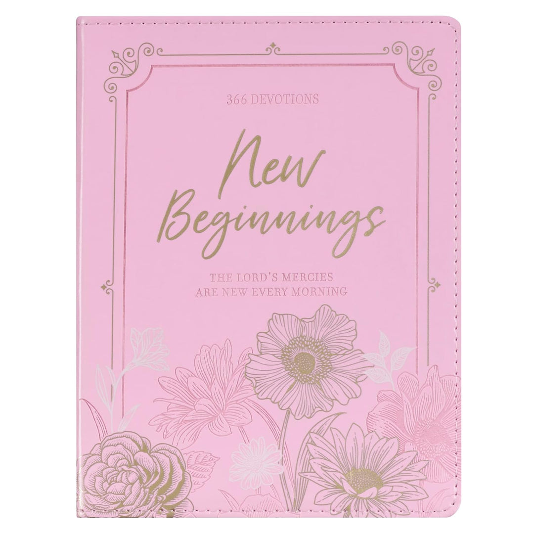 New Beginnings Pink Floral Faux Leather Devotional