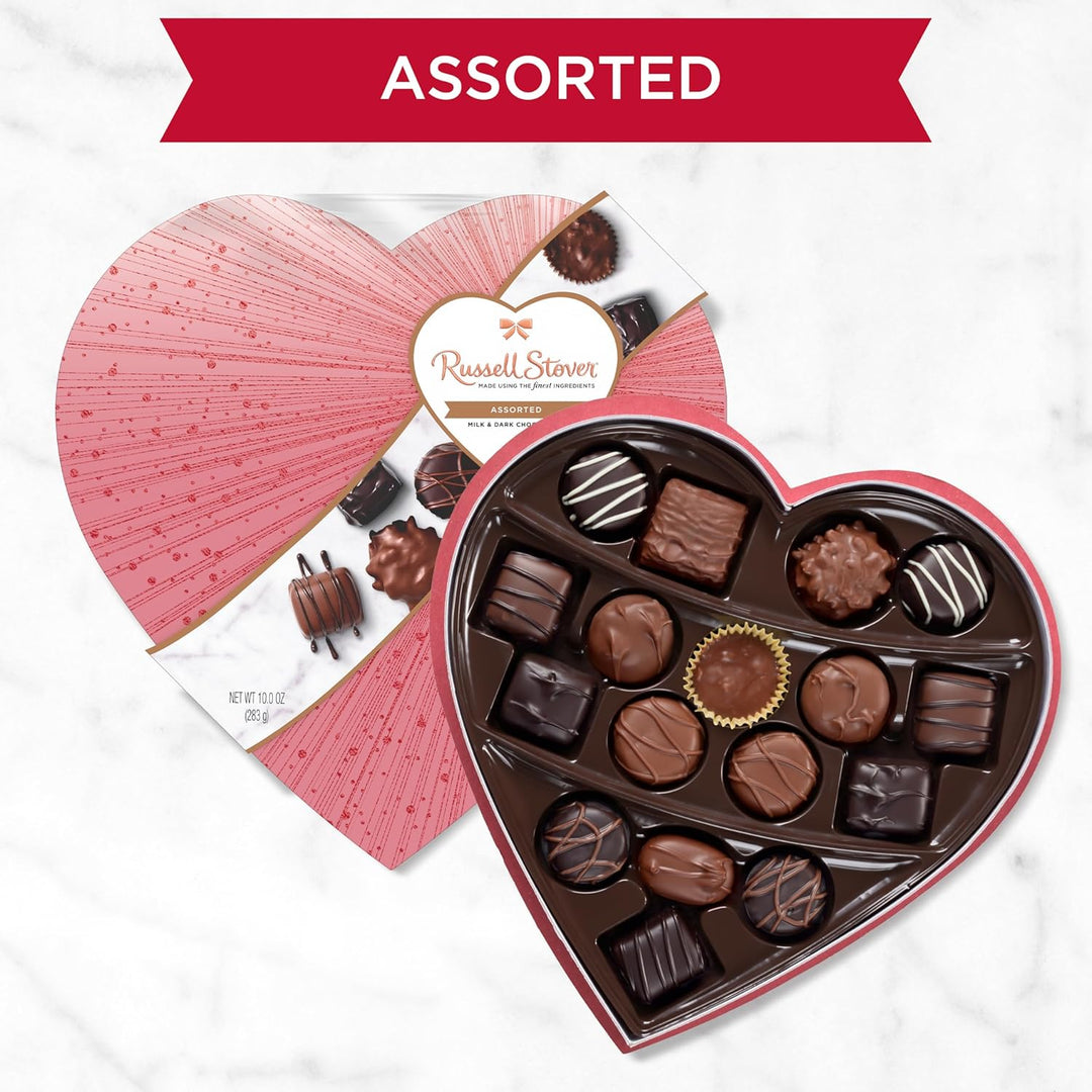 Russell Stover Valentine's Day Assorted Milk & Dark Chocolate Gift Box- 283g