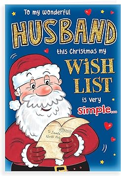 Wish List to Husband Christmas Greeting Card