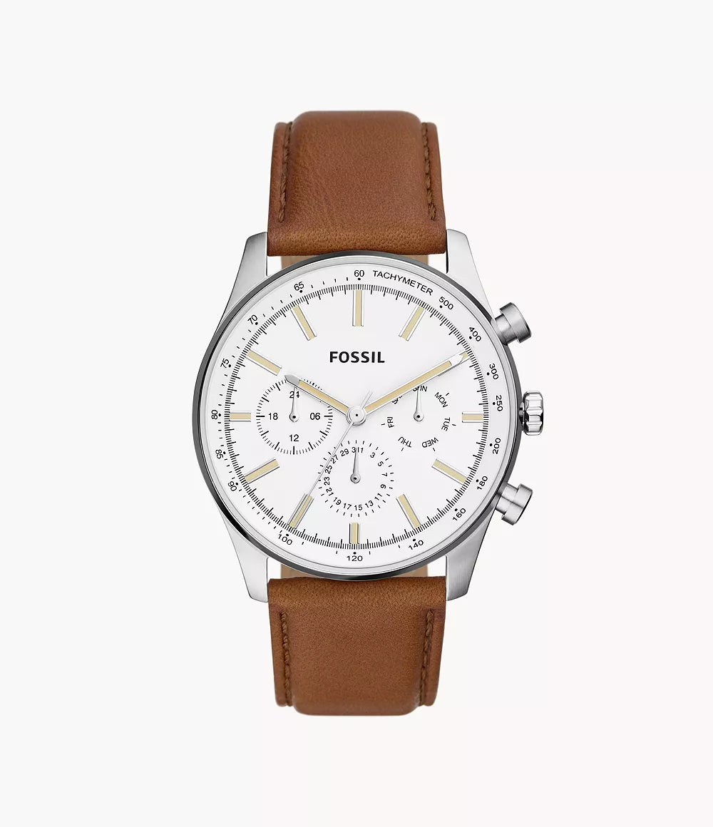 Sullivan Multifunction Medium Brown Leather Watch