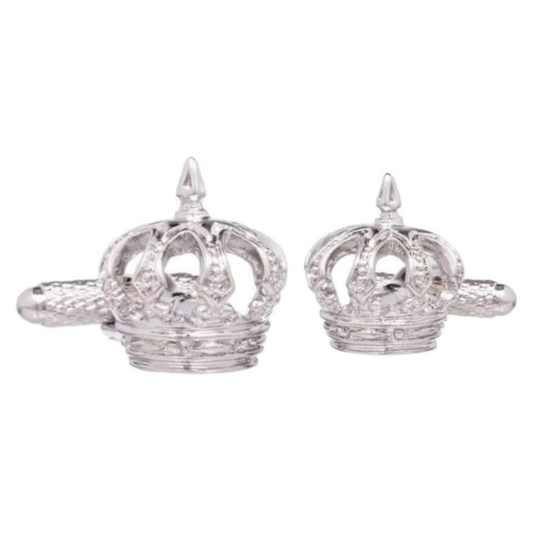 Onyx Art Sterling Silver Crown Cufflinks