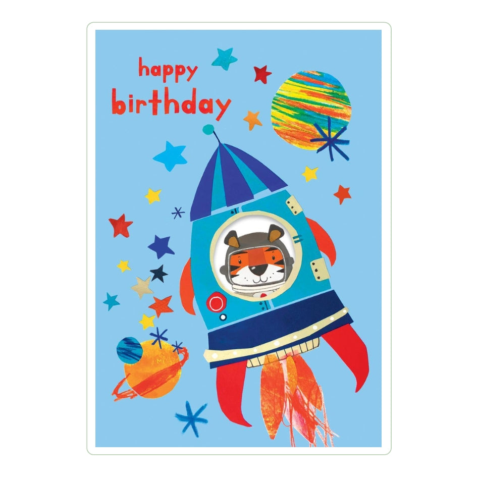 Spaceship Birthday Greeting Card