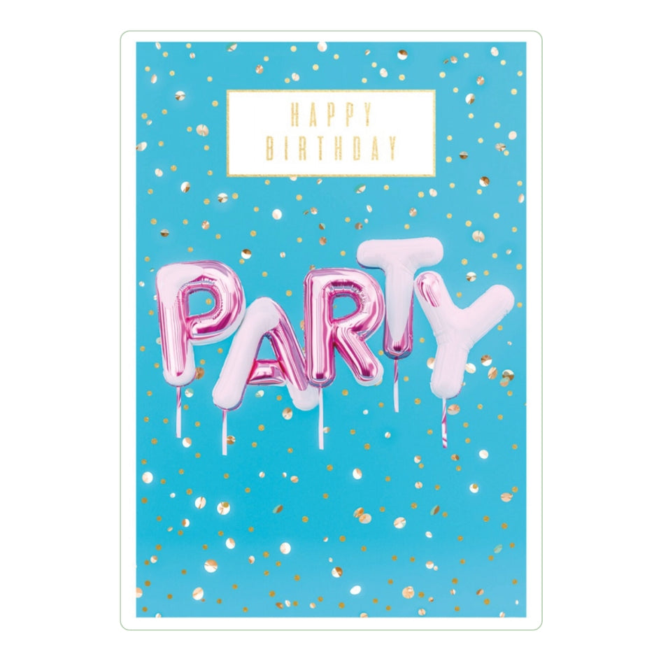 Party Time Blue Birthday Greeting Card