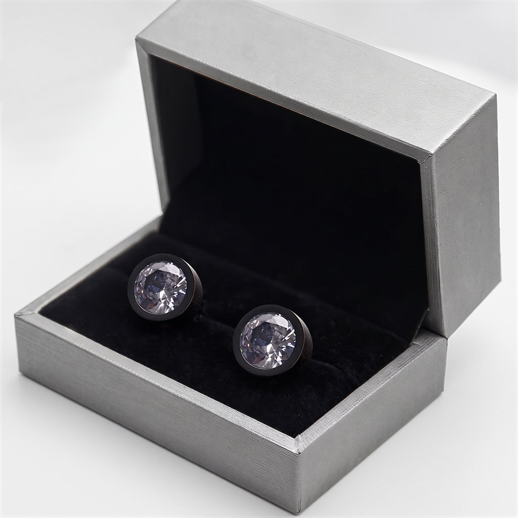 DS Accessories Round Crystal Cufflinks