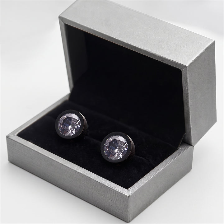 DS Accessories Round Crystal Cufflinks